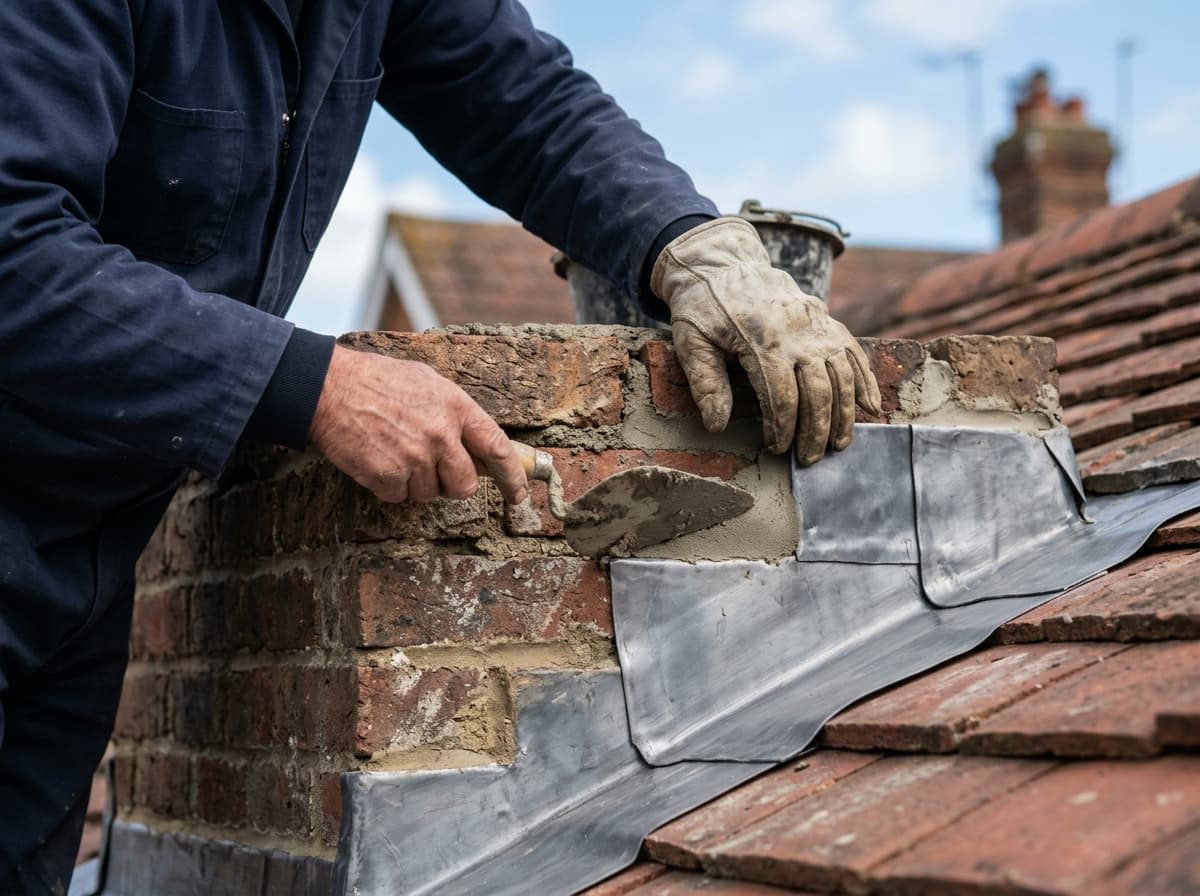 Roofer working on a tiled roof